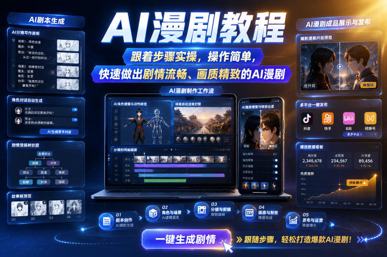 AI漫剧教程，跟着步骤实操，操作简单，快速做出剧情流畅、画质精致的AI漫剧-我爱项目网