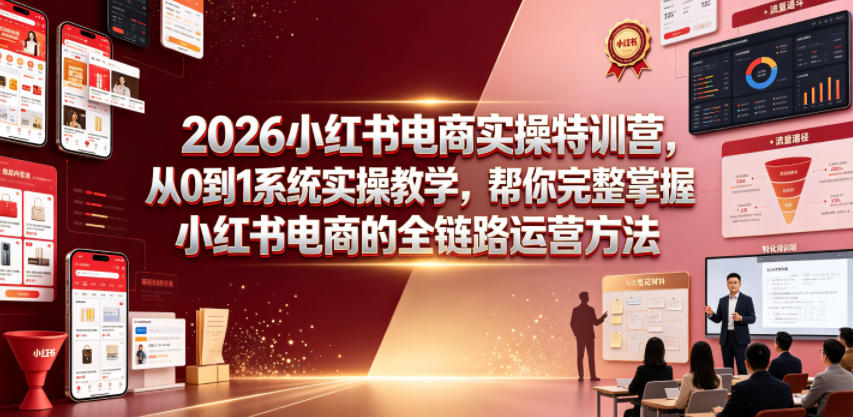 2026小红书电商实操特训营，从0到1系统实操教学，帮你完整掌握小红书电商的全链路运营方法-我爱项目网