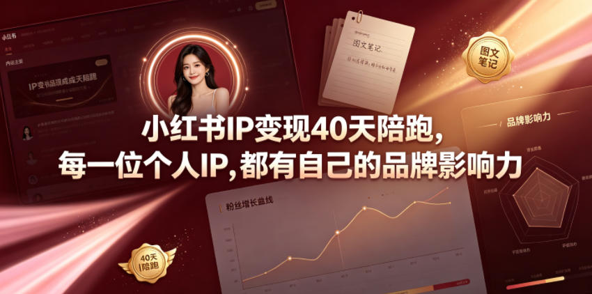 小红书IP变现40天陪跑，每一位个人IP，都有自己的品牌影响力-我爱项目网