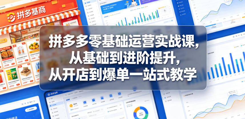 拼多多零基础运营实战课，从基础到进阶提升，从开店到爆单一站式教学-我爱项目网