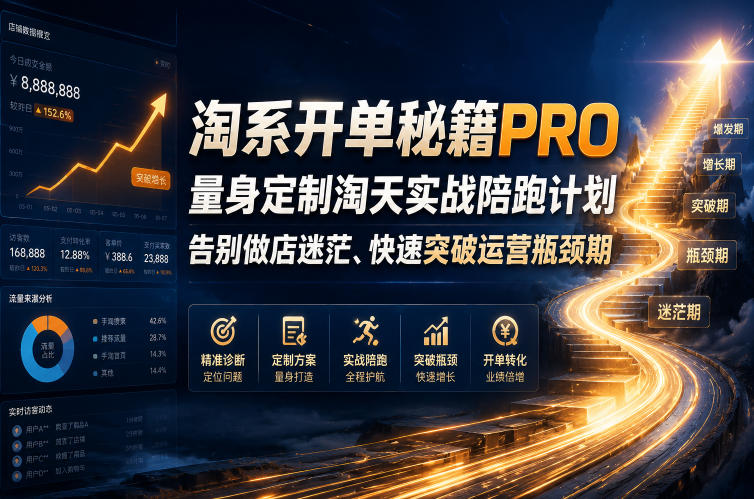 淘系开单秘籍PRO，量身定制淘天实战陪跑计划，告别做店迷茫、快速突破运营瓶颈期（2026年6月11）-我爱项目网