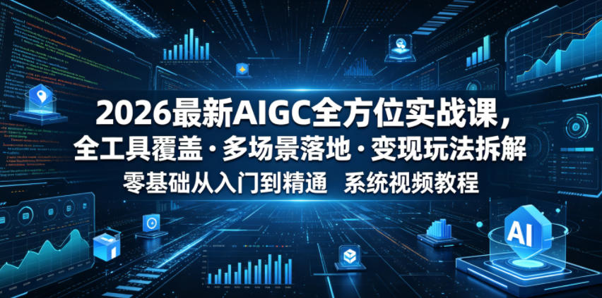 2026最新AIGC全方位实战课，全工具覆盖・多场景落地・变现玩法拆解，零基础从入门到精通系统视频教程-我爱项目网