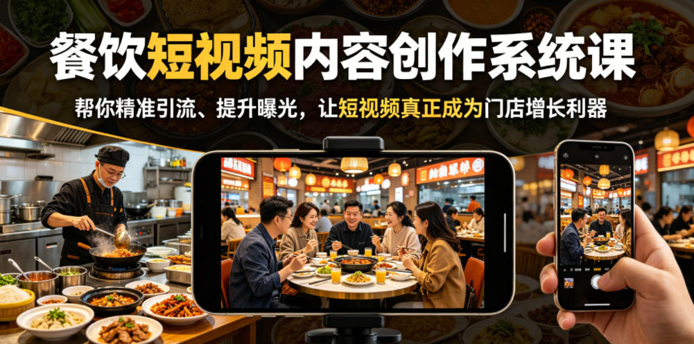 餐饮短视频内容创作系统课，帮你精准引流、提升曝光，让短视频真正成为门店增长利器-我爱项目网