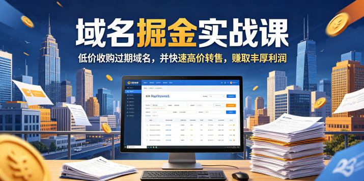 域名交易掘金实战课，低价收购过期域名，并快速高价转售，賺取丰厚利润【原创双语字幕】-我爱项目网