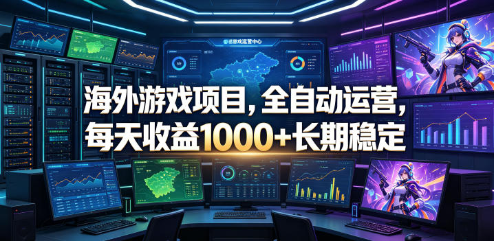海外游戏项目，全自动运营，每天收益1000+长期稳定【揭秘】-我爱项目网
