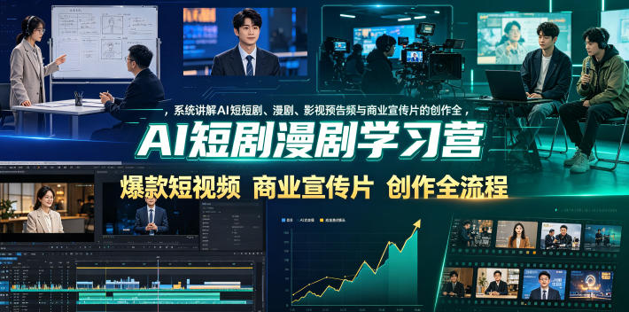 AI短剧漫剧学习营，系统讲解AI短剧、漫剧、影视预告片、爆款短视频与商业宣传片的创作全流程-我爱项目网