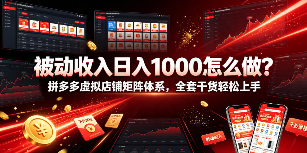 被动收入日入1000怎么做？拼多多虚拟店铺矩阵体系，全套干货轻松上手【揭秘】-我爱项目网