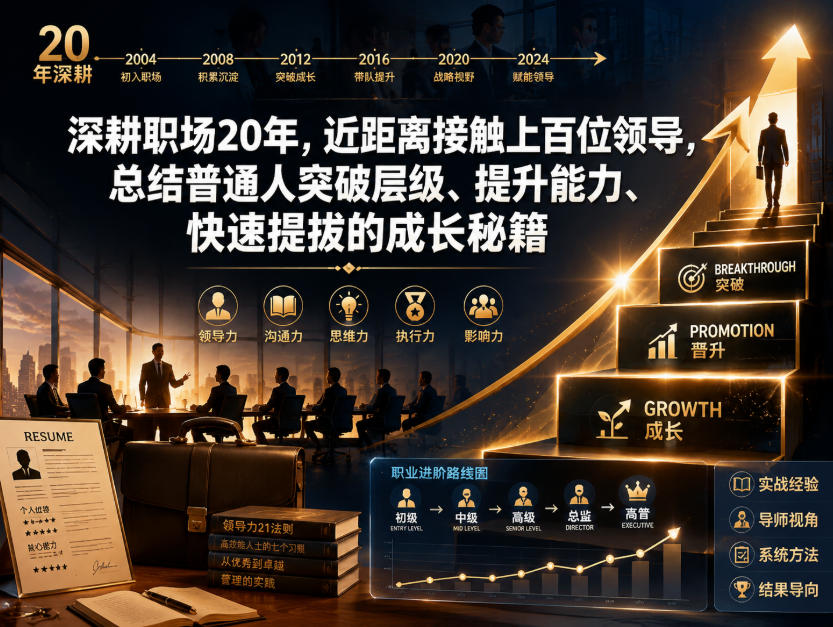 付费文章：深耕职场20年，近距离接触上百位领导，总结普通人突破层级、提升能力、快速提拔的成长秘籍（全网独家干货）-我爱项目网