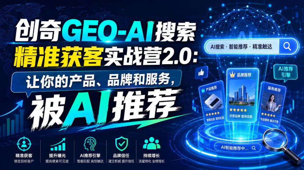 创奇GEO-AI搜索精准获客实战营2.0：让你的产品、品牌和服务，被AI推荐-我爱项目网