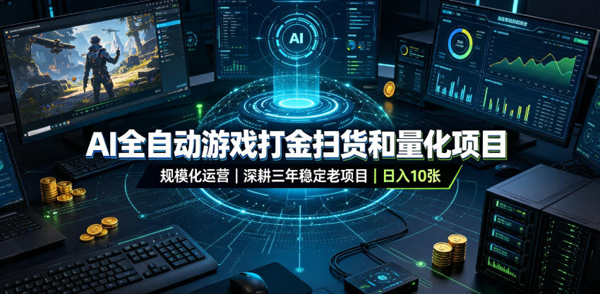 AI全自动游戏打金扫货和量化项目，规模化运营日入10张，深耕三年稳定老项目！【揭秘】-我爱项目网