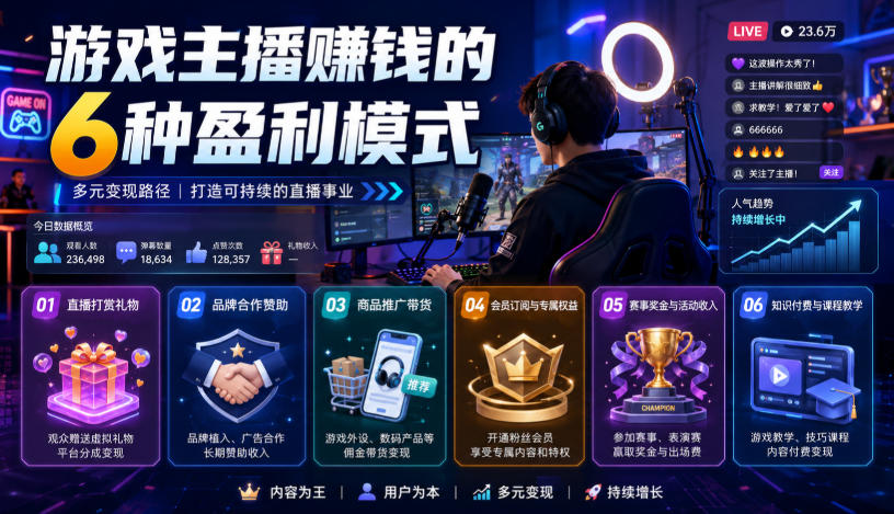 付费文章：游戏主播賺钱的6种盈利模式-我爱项目网
