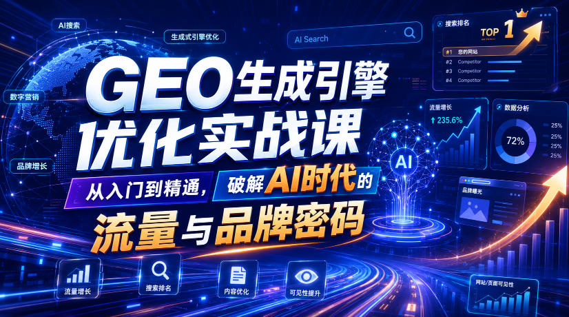 GEO生成引擎优化实战课，从入门到精通，破解AI时代的流量与品牌密码-我爱项目网