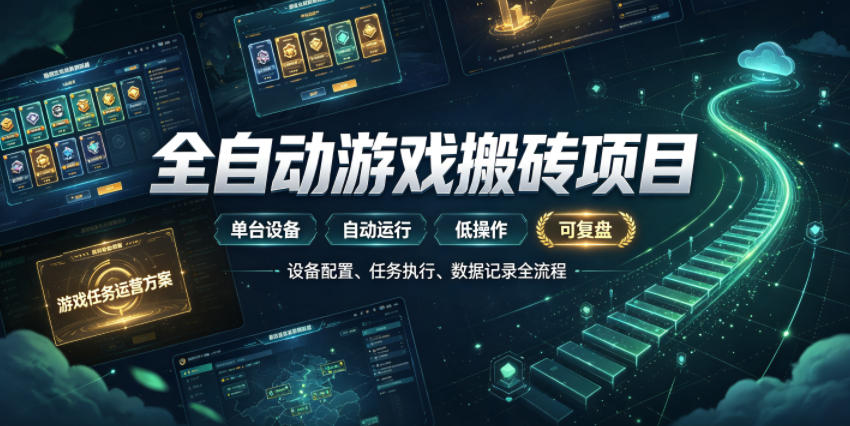 实现全自动游戏搬砖躺賺，每日稳定收益千元，近几年最稳，一台设备就能做！【揭秘】-我爱项目网