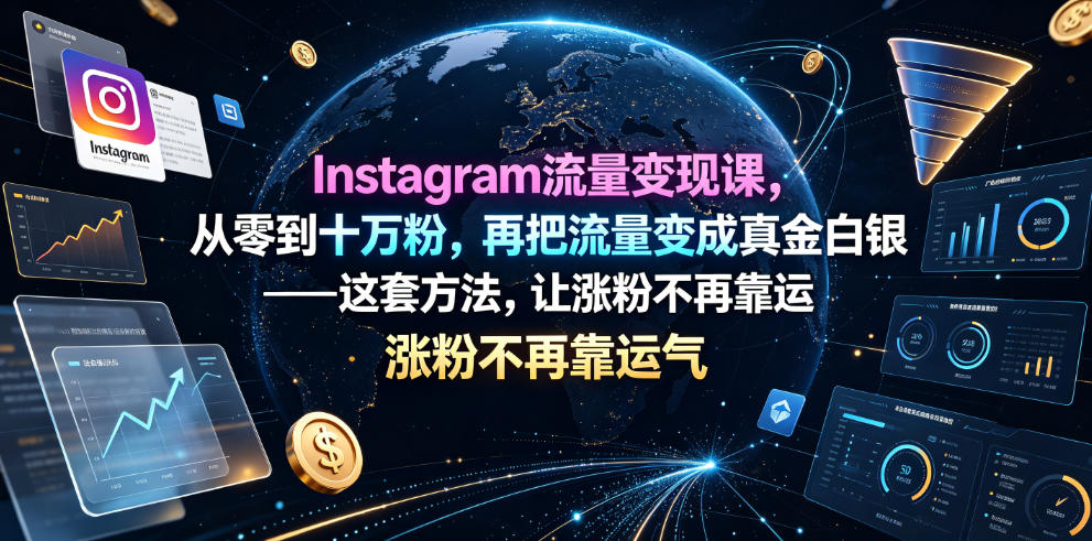 Instagram流量变现课，从零到十万粉，再把流量变成真金白银——这套方法，让涨粉不再靠运气【原创双语字幕】-我爱项目网