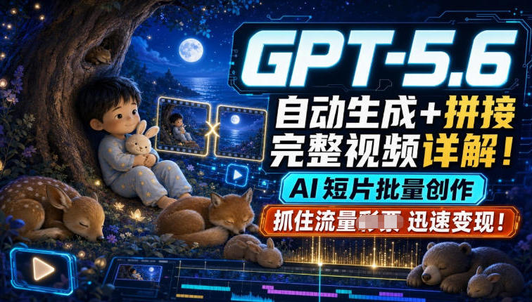 GPT-5.6自动生成＋拼接完整视频详解，AI短片批量创作，抓住流量迅速变现！-我爱项目网