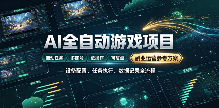 AI全自动游戏躺賺副业：日入几百，稳定运行三年的项目！【揭秘】-我爱项目网