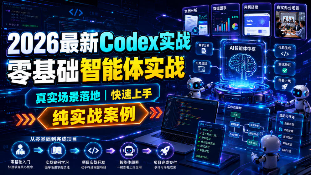 2026最新Codex实战零基础智能体实战，真实场景落地，快速上手，纯实战案例-我爱项目网