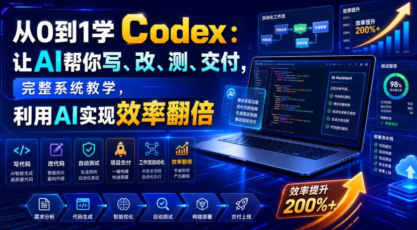 从0到1学Codex：让AI帮你写、改、测、交付，完整系统教学，利用AI实现效率翻倍-我爱项目网