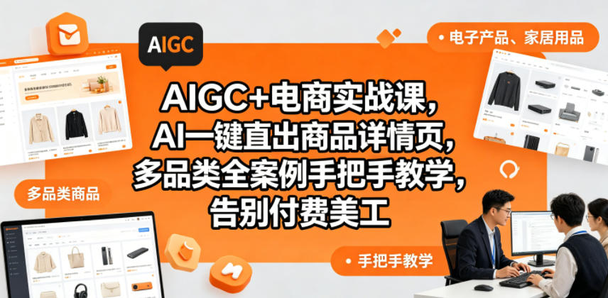 AIGC+电商实战课，AI一键直出商品详情页，多品类全案例手把手教学，告别付费美工（更新0704）-我爱项目网