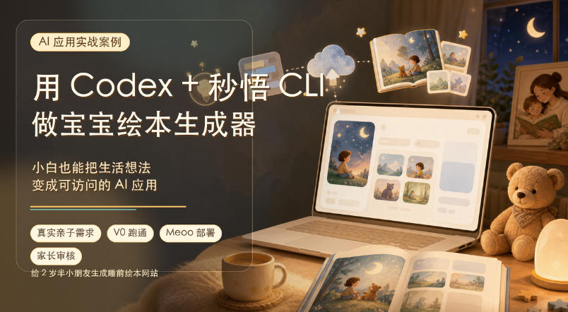AI应用实战案例，用Codex+秒悟CLl做宝宝绘本生成器，小白也能把生活想法变成可访问的AI应用-我爱项目网