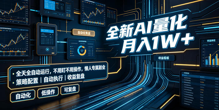 全新AI量化月入1W+，全天全自动运行，不用盯不用操作，懒人专属副业！【揭秘】-我爱项目网