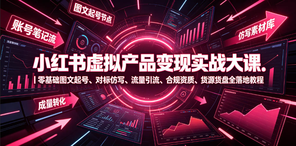 小红书虚拟产品变现实战大课｜零基础图文起号、对标仿写、流量引流、合规资质、货源货盘全落地教程-我爱项目网