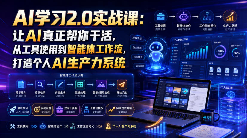 AI学习2.0实战课：让AI真正帮你干活，从工具使用到智能体工作流，打造个人AI生产力系统-我爱项目网
