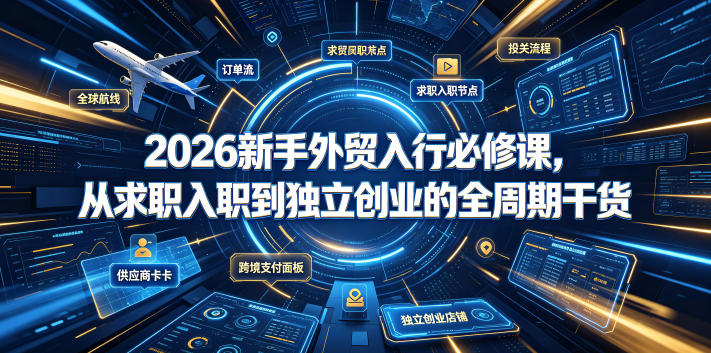 2026新手外贸入行必修课，从求职入职到独立创业的全周期干货-我爱项目网