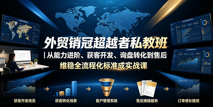 外贸销冠超越者私教班｜从能力进阶、获客开发、询盘转化到售后维稳全流程标准化成交实战课-我爱项目网