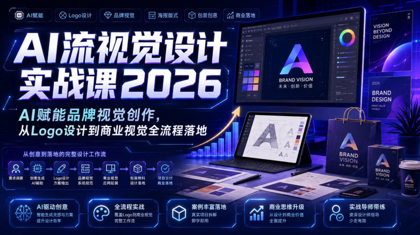 AI流视觉设计实战课2026：AI赋能品牌视觉创作，从Logo设计到商业视觉全流程落地-我爱项目网
