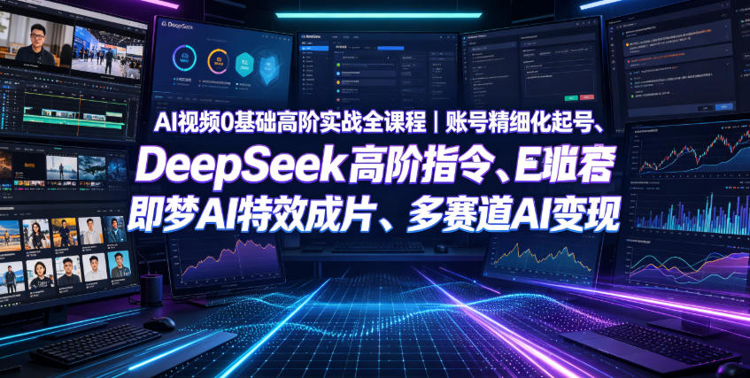 AI视频0基础高阶实战全课程｜账号精细化起号、DeepSeek高阶指令、即梦AI特效成片、多赛道AI短视频量产变现-我爱项目网