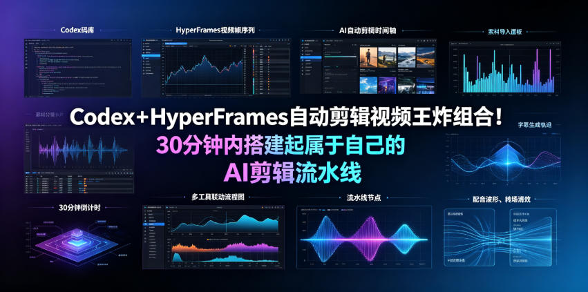 Codex＋HyperFrames自动剪辑视频王炸组合！30分钟内搭建起属于自己的AI剪辑流水线（完整版实操教程手册）-我爱项目网
