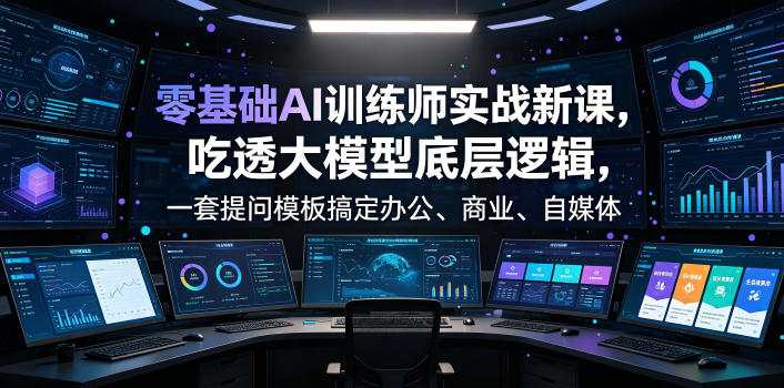 零基础AI训练师实战课，吃透大模型底层逻辑，一套提问模板搞定办公、商业、自媒体、设计、生活全场景AI落地应用-我爱项目网