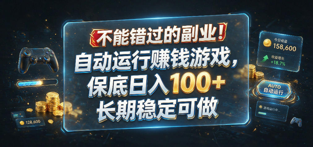 不能错过的副业！自动运行賺钱游戏，保底日入100+，长期稳定可做【揭秘】-我爱项目网