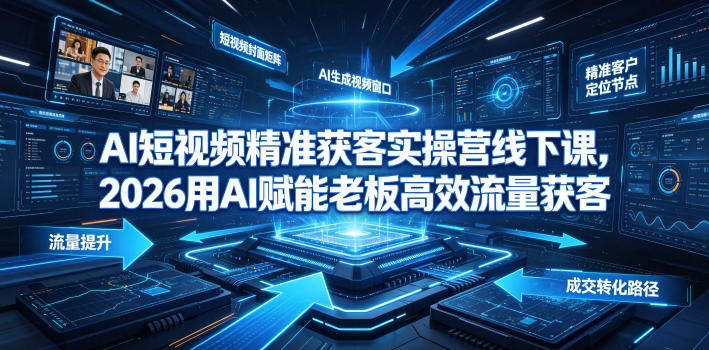 AI短视频精准获客实操营6月10-14号线下课，2026用AI赋能老板高效流量获客-我爱项目网