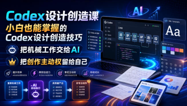 Codex设计创造课，小白也能掌握的Codex设计创造技巧，把机械工作交给AI，把创作主动权留给自己-我爱项目网