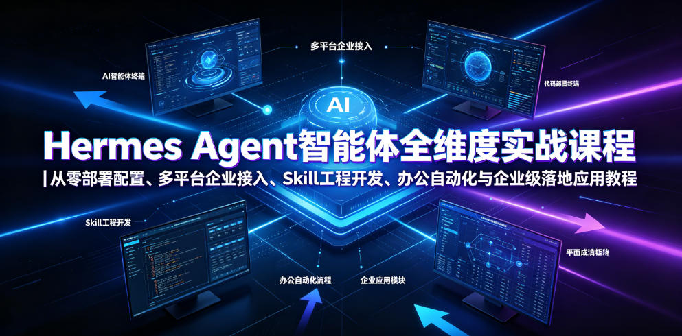 Hermes Agent智能体全维度实战课程｜从零部署配置、多平台企业接入、Skill工程开发、办公自动化与企业级落地应用教程-我爱项目网