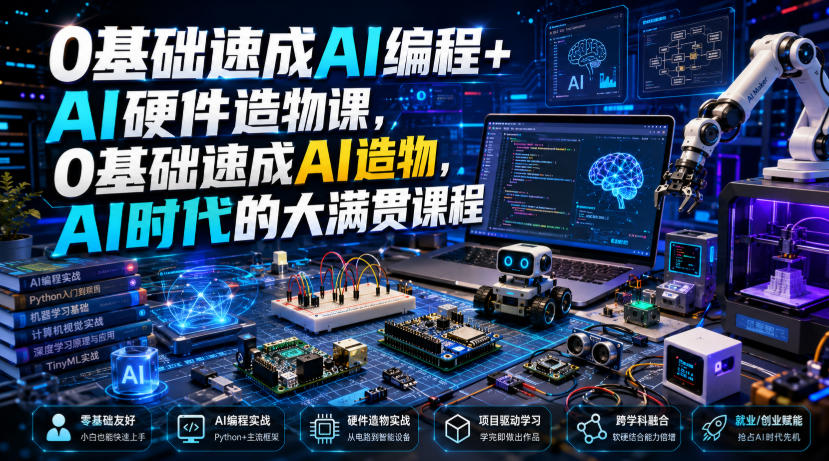 0基础速成AI编程+AI硬件造物课，0基础速成AI造物，AI时代的大满贯课程-我爱项目网