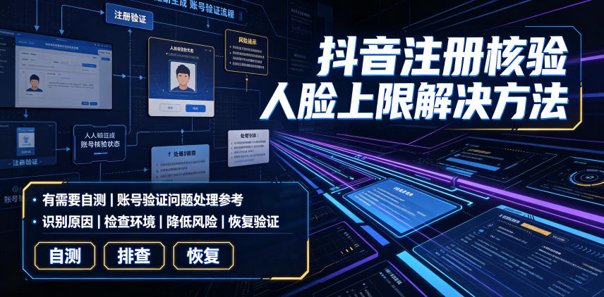 抖音注册核验人脸上限解决方法，有需要自测-我爱项目网