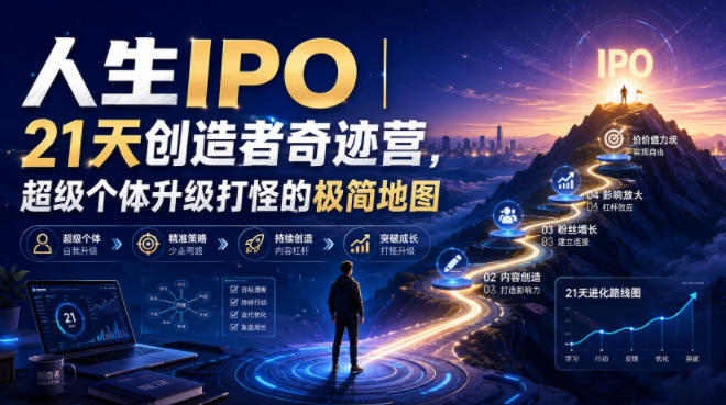 人生IPO︱21天创造者奇迹营，​超级个体升级打怪的极简地图-我爱项目网