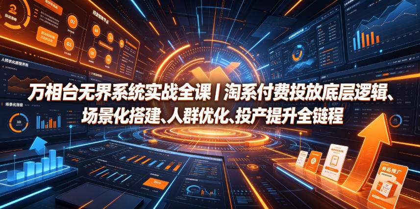 万相台无界系统实战全课｜淘系付费投放底层逻辑、场景化搭建、人群优化、投产提升全链路运营教程-我爱项目网