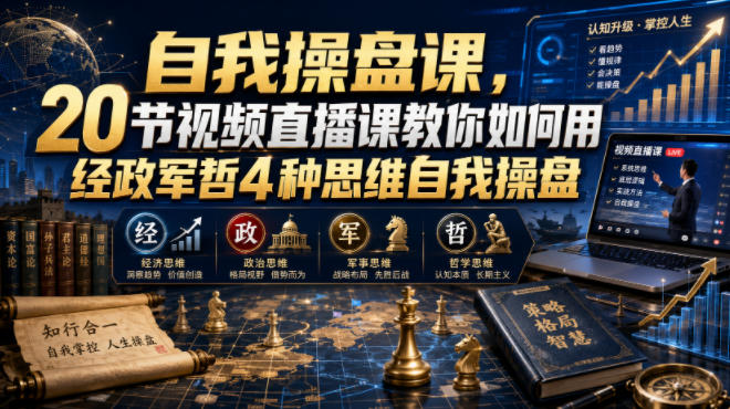 自我操盘课，20节视频直播课教你如何用经政军哲4种思维自我操盘-我爱项目网