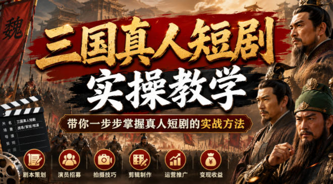 三国真人短剧实操教学，带你一步步掌握真人短剧的实战方法-我爱项目网