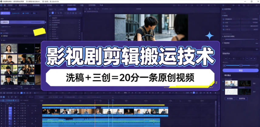 影视剧剪辑搬运技术，洗稿+三创=20分一条原创视频-我爱项目网