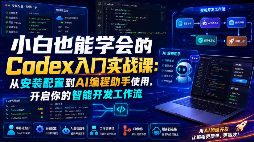 小白也能学会的Codex入门实战课：从安装配置到AI编程助手使用，开启你的智能开发工作流-我爱项目网