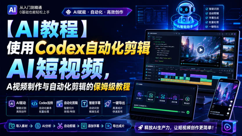 【AI教程】使用Codex自动化剪辑AI短视频,AI视频制作与自动化剪辑的保姆级教程-我爱项目网