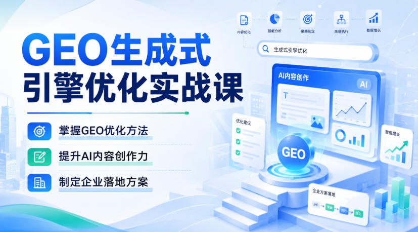 GEO生成式引擎优化实战课，掌握GEO优化方法，提升AI内容创作力，制定企业落地方案-我爱项目网