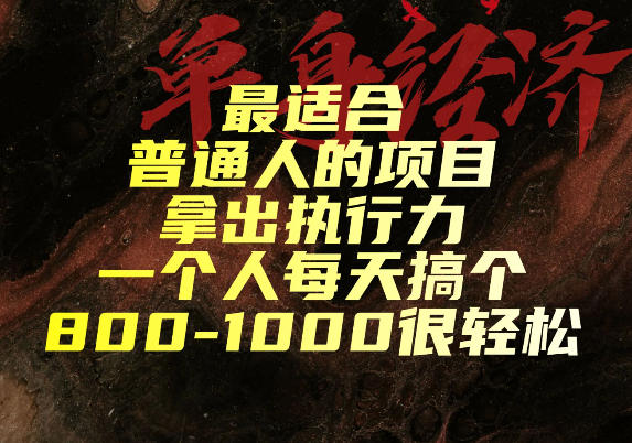 最适合普通人的项目，拿出执行力一个人每天搞个800-1k很轻松【揭秘】-我爱项目网