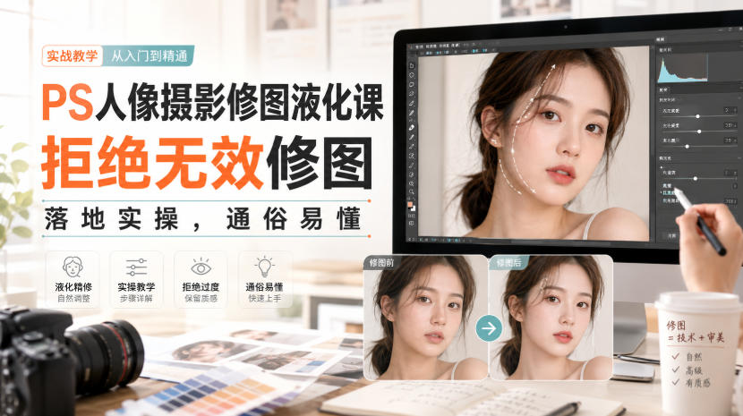 PS人像摄影修图液化课，拒绝无效修图，落地实操，通俗易懂-我爱项目网