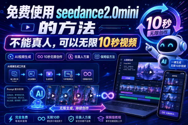 免费使用seedance2.0mini的方法，不能真人，可以无限10秒视频，9图+3音频参考-我爱项目网